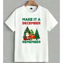 Aralik Noel Noel Baba Kutlama Unisex Oversize Tişört Beyaz