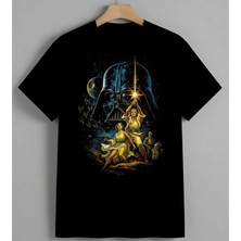 Star Wars Darth Vader Baskılı Unisex Erkek Kadın Oversize Tişört Siyah