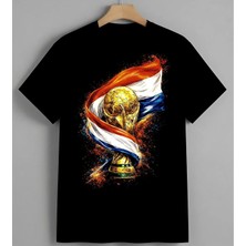 Dunya Kupaesi Futbol Trofesi Syh Unisex Erkek Kadın Oversize Tişört Siyah