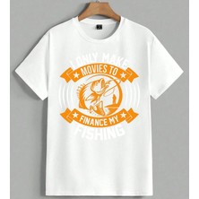 Balik Avcilik Movies Finance Unisex Oversize Tişört Beyaz