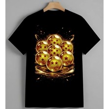Dragon Ball Yildizli Kure Syh Unisex Erkek Kadın Oversize Tişört Siyah
