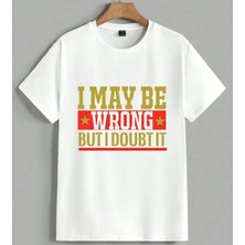 Yanlis Olabilir Motivasyon Unisex Oversize Tişört Beyaz