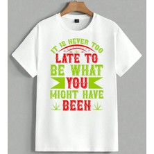 Ganja Yesil Late Ot Rasta Unisex Oversize Tişört Beyaz