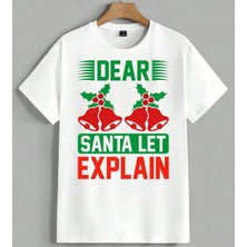 Noel Cilleri Dear Santa Tatil Unisex Oversize Tişört Beyaz
