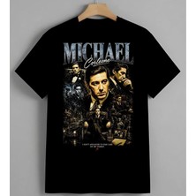 Michael Corleone Godfather Unisex Erkek Kadın Oversize Tişört Siyah