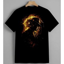 Ates Enerji Bilim Atom Profil Baskılı Unisex Erkek Kadın Oversize Tişört Siyah