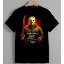 Jason Voorhees Korku Filmi Unisex Erkek Kadın Oversize Tişört Siyah