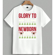 Noel Tebrik Yeni Dogan Sirin Unisex Oversize Tişört Beyaz