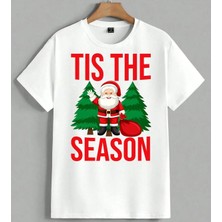 Tis The Season Noel Baba Unisex Oversize Tişört Beyaz