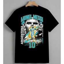 Lionel Messi Futbol Legend Unisex Erkek Kadın Oversize Tişört Siyah