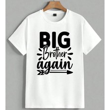Big Brother Again Baski Unisex Oversize Tişört Beyaz