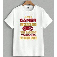 Gamer Tutkusu Oyun Kontrol Unisex Oversize Tişört Beyaz