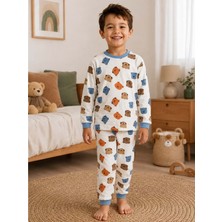 Gültekin Bebe Miniworld Renkli Ayıcık Baskılı Sıfır Yaka Erkek Pijama Takımı 3-6 Yaş -BAY17560189 - Mavi
