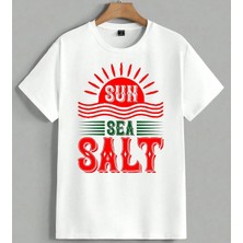 Sun Sea Salt Deniz Tuzu Unisex Oversize Tişört Beyaz