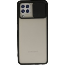 Ny Joy Galaxy A22 Kılıf Palm Buzlu Kamera Sürgülü Silikon - Siyah