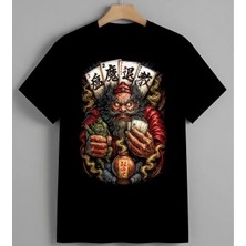 Joker Asya Kirmizi Demon Tarot Unisex Erkek Kadın Oversize Tişört Siyah