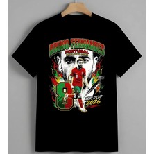 Bruno Fernandes Portugal Syh Unisex Erkek Kadın Oversize Tişört Siyah