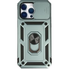 Ny Joy iPhone 14 Pro Max Kılıf Pars Lens Yüzüklü Silikon - Yeşil