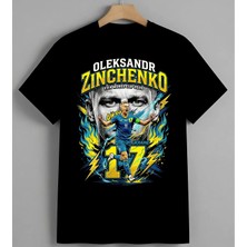 Zinchenko Futbol Ukrayna Milli Unisex Erkek Kadın Oversize Tişört Siyah