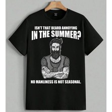 Sakalli Adam Sketch Cizim Baskılı Unisex Erkek Kadın Oversize Tişört Siyah