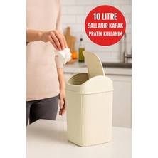 St. Morritz 10 Lt Çöp Kovası, Mutfak, Banyo, Tuvalet, Ofis Çöp Kutusu Krem