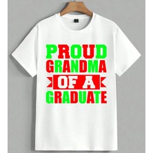 Proud Grandma Mezuniyet Unisex Oversize Tişört Beyaz