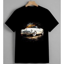 Klasik Araba Vintage Buick Unisex Erkek Kadın Oversize Tişört Siyah