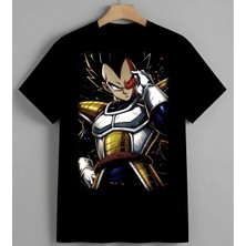 Anime Karakter Enerjili Savasc Baskılı Unisex Erkek Kadın Oversize Tişört Siyah