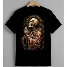 Iskelet Anatomisi Orange Cizim Syh Unisex Erkek Kadın Oversize Tişört Siyah