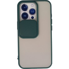 Ny Joy iPhone 13 Pro Kılıf Palm Buzlu Kamera Sürgülü Silikon - Yeşil