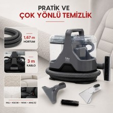 Fakir 600 W Motorlu Halı ve Koltuk Yıkama Makinesi, Ayrı Temiz ve Kirli Su Hazneleri, Geniş Fırça Başlığı, Uzun Hortum ve Kompakt Tasarım