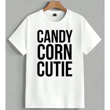 Candy Corn Cutie Sade Unisex Oversize Tişört Beyaz