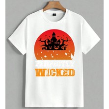 Wicked Halloween Ev Cadi Baski Unisex Oversize Tişört Beyaz