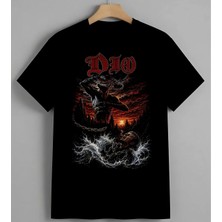 Dio Bandi Metal Sanat Mitoloji Syh Unisex Erkek Kadın Oversize Tişört Siyah
