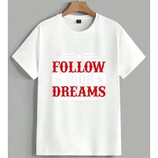 Izle Ruyalar Motivasyon Yazisi Unisex Oversize Tişört Beyaz