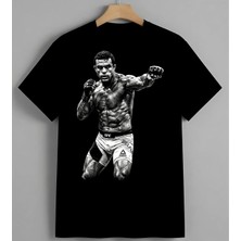 Ufc Dovus Boks Eldiveni Spor Baskılı Unisex Erkek Kadın Oversize Tişört Siyah