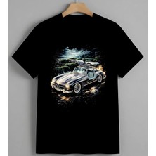 Klasik Araba Retro Otomobil Syh Unisex Erkek Kadın Oversize Tişört Siyah