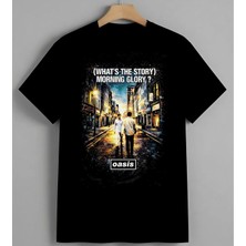 Oasis Sehir Iki Figur Sulu Unisex Erkek Kadın Oversize Tişört Siyah
