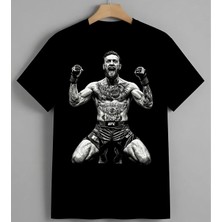 Ufc Dovuscu Dovus Sporu Kas Baskılı Unisex Erkek Kadın Oversize Tişört Siyah