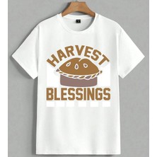 Harvest Blessings Pastas Unisex Oversize Tişört Beyaz