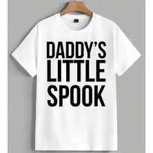 Daddys Little Spook Halloween Unisex Oversize Tişört Beyaz