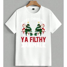 Ya Filthy Noel Baba Kardan Unisex Oversize Tişört Beyaz