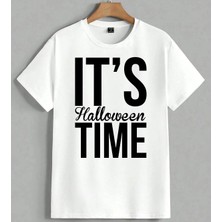 It Is Halloween Halloween Time Unisex Oversize Tişört Beyaz