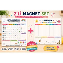 Bebek ve Uyku Yayınları Mıknatıslı Haftalık Rutinim ve Haftalık Yemek Planım, Buzdolabı Magneti, Yaz Sil