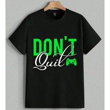 Dont Oyun Yesil Logo Gamepad Baskılı Unisex Erkek Kadın Oversize Tişört Siyah