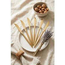 Ny Joy 6'lı Lüks Gold Paslanmaz Çelik Yemek Bıçağı Seti (21 Cm)