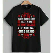 It Is Now Called Vintage Baskılı Unisex Erkek Kadın Oversize Tişört Siyah
