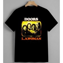 Doors Bant Lawoman Albumu Rock Syh Unisex Erkek Kadın Oversize Tişört Siyah