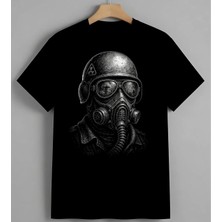 Gaz Maskesi Koruma Siyah Syh Unisex Erkek Kadın Oversize Tişört Siyah