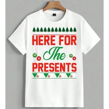 Noelfor Hediye Yesil Kirmizi Unisex Oversize Tişört Beyaz